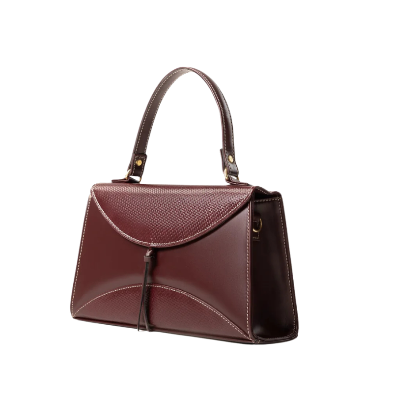 Maroon Handbag with Textured Faux Leather