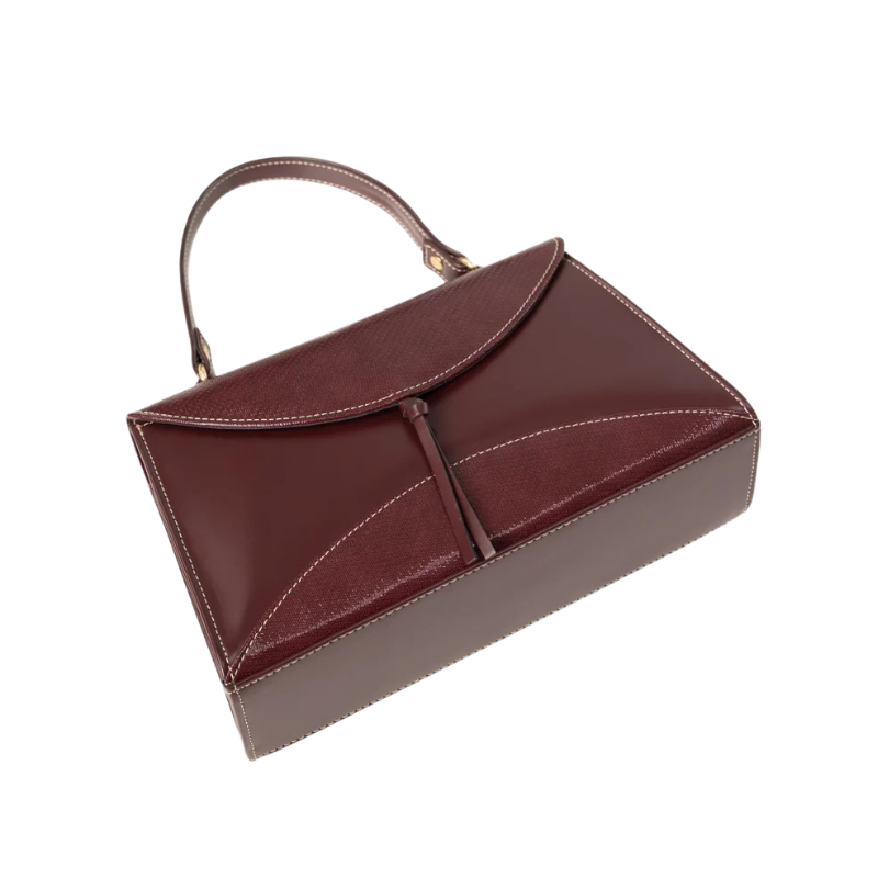 Maroon Handbag with Textured Faux Leather