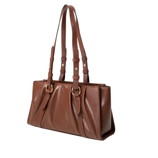 Dark Brown Shoulder Bag with Smooth